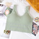 [10016] (CLEAR STOCK) W-B003 Bra Sport Bra Gym Olahraga Wanita Tanpa Kawat Elastis Underwear Female Motif Polos B03 (W-B003-AW/Green)