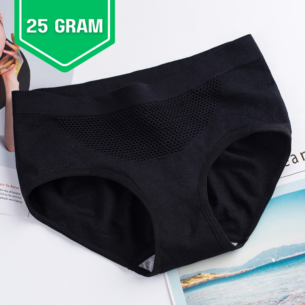 W-CD001 Celana Dalam Wanita Briefs Elastis Seamless Mid Waist Bahan Katun CD01
