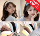 [10195] BD-A002 Bando Kain Busa Tebal Wanita Korea Headband Cloud Polos Bando Nagita Lebar Empuk Bandana Rambut Lembut Warna Pastel (BD-A002-Off/White)