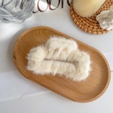 [10219] JR-A005 Jepit Rambut Bulu Bulu Jedai Wanita Cantik New Fashion Square Large Plush Fluffy Hair Claw Clips (JR-A005-White)