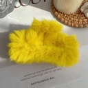 [10220] JR-A005 Jepit Rambut Bulu Bulu Jedai Wanita Cantik New Fashion Square Large Plush Fluffy Hair Claw Clips (JR-A005-Yellow)