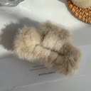 [10221] JR-A005 Jepit Rambut Bulu Bulu Jedai Wanita Cantik New Fashion Square Large Plush Fluffy Hair Claw Clips (JR-A005-Brown)