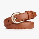 [10233] TP-KL003 Sabuk Cewek Ikat Pinggang Wanita Bahan Kulit Sintesis Gaya Casual Retro Vintage Kekinian Aksesoris Belt Kecil Polos (TP-KL003-Brown)