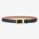 [10234] TP-KL004 Ladies Fashion Square Belt Ikat Pinggang Wanita Gaya Santai Dengan Double Lubang Pengikat Gesper Cewek Bahan Kulit Aksesoris (TP-KL004-Black)