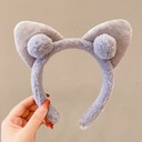 [10239] BD-A003 Bando Karakter Telinga kucing Bandana Pom-Pom Bulu Gaya Korea Fashion Aksesoris Rambut Wanita Headband Cloud Empuk (BD-A003-Grey)