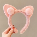 [10240] BD-A003 Bando Karakter Telinga kucing Bandana Pom-Pom Bulu Gaya Korea Fashion Aksesoris Rambut Wanita Headband Cloud Empuk (BD-A003-Pink)