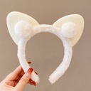 [10241] BD-A003 Bando Karakter Telinga kucing Bandana Pom-Pom Bulu Gaya Korea Fashion Aksesoris Rambut Wanita Headband Cloud Empuk (BD-A003-White)