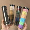 [10244] KR-A001 Ikat Rambut Donat Tabung Isi 20 pcs Karet Rambut Polos Wanita Kunciran Anak Dewasa Warna Warni (KR-A001-Mix Dark Color)