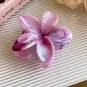 [10315] JR-A014 Jepit Rambut Wanita Model Bunga Kamboja Khas Bali Motif Marble Pattern High Quality (JR-A014-Purple/Silver)