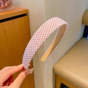 [10332] BD-A004 Bando Korea Motif Bunga dan Kotak Fashion Wanita Premium (BD-A004-Pink/Gingham)