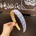 [10335] BD-A004 Bando Korea Motif Bunga dan Kotak Fashion Wanita Premium (BD-A004-Blue/Flower)