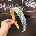 [10338] BD-A004 Bando Korea Motif Bunga dan Kotak Fashion Wanita Premium (BD-A004-Green/Flower)