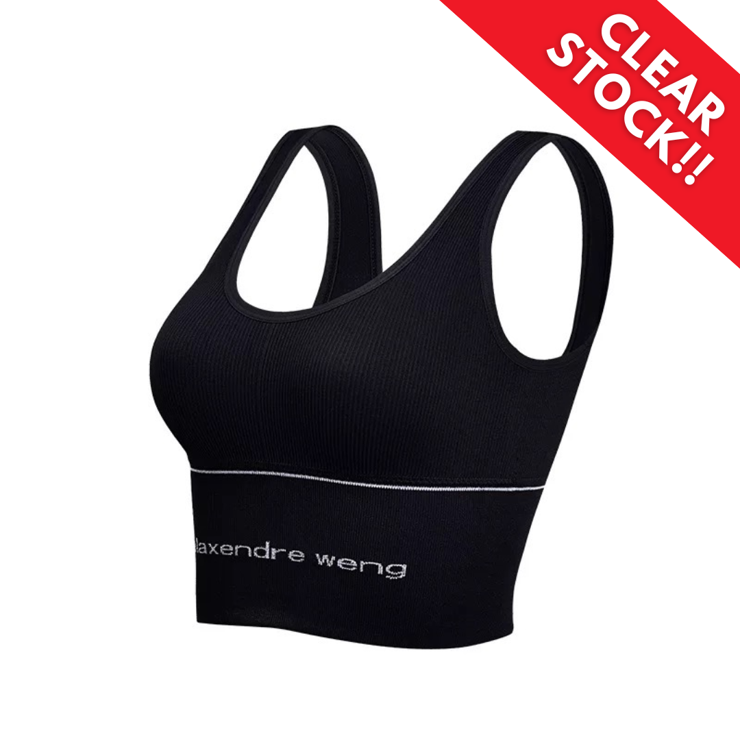 (CLEAR STOCK) W-B003 Bra Sport Bra Gym Olahraga Wanita Tanpa Kawat Elastis Underwear Female Motif Polos B03