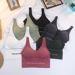 W-B003 Bra Sport Bra Gym Olahraga Wanita Tanpa Kawat Elastis Underwear Female Motif Polos B03