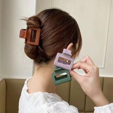 JR-A002 Jepitan Rambut Model Kotak 5Cm Polos Jedai Wanita Bahan Plastik Korean Hair Claw Clip Women Fashion Geometric