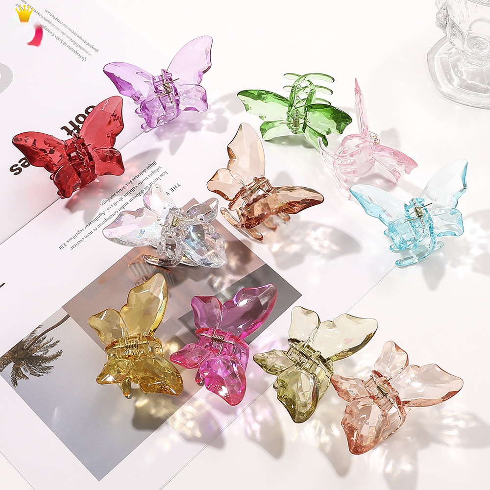 JR-A007 Jedai Rambut Motif Kupu-Kupu Kristal Butterfly Korean Jepit Hair Claw Transparant Aksesoris
