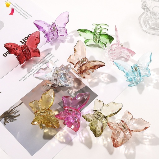 JR-A007 Jedai Rambut Motif Kupu-Kupu Kristal Butterfly Korean Jepit Hair Claw Transparant Aksesoris