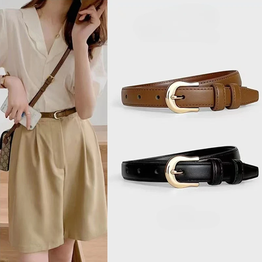 TP-KL003 Sabuk Cewek Ikat Pinggang Wanita Bahan Kulit Sintesis Gaya Casual Retro Vintage Kekinian Aksesoris Belt Kecil Polos