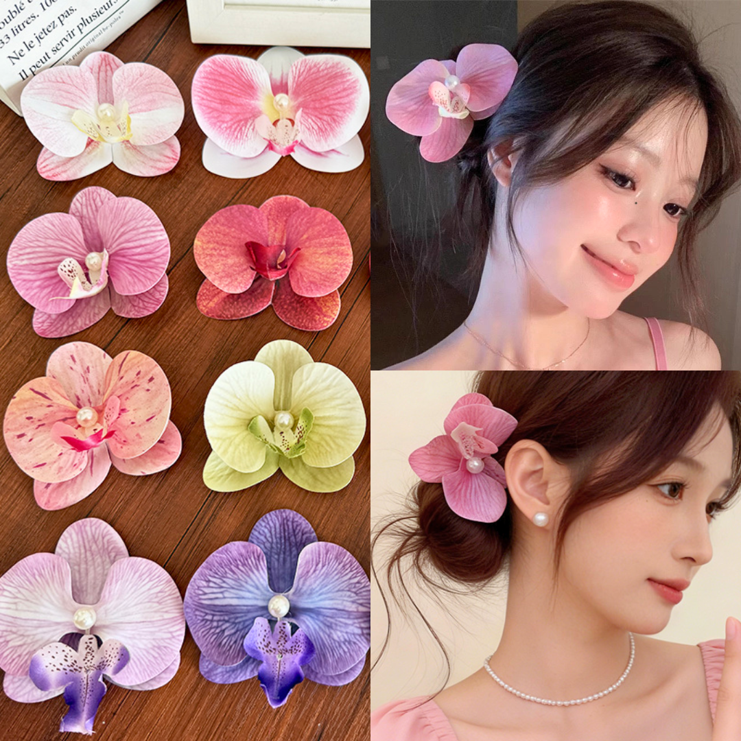 JR-A013 Jepit Bunga Hiasan Rambut Wanita Anggrek Kupu-Kupu Hairclip Flower Orchid Korean Style Aksesoris